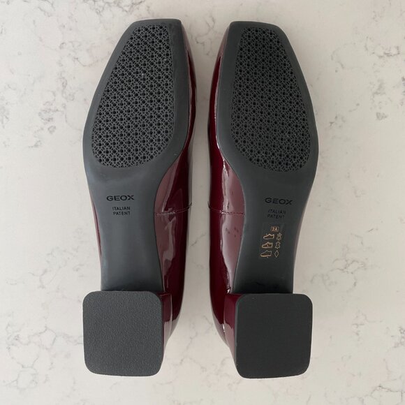 Geox Respira Vivyanne Italian Patent Leather Classic Shoes Burgundy Wine Sz 39.5 - Picture 6 of 12